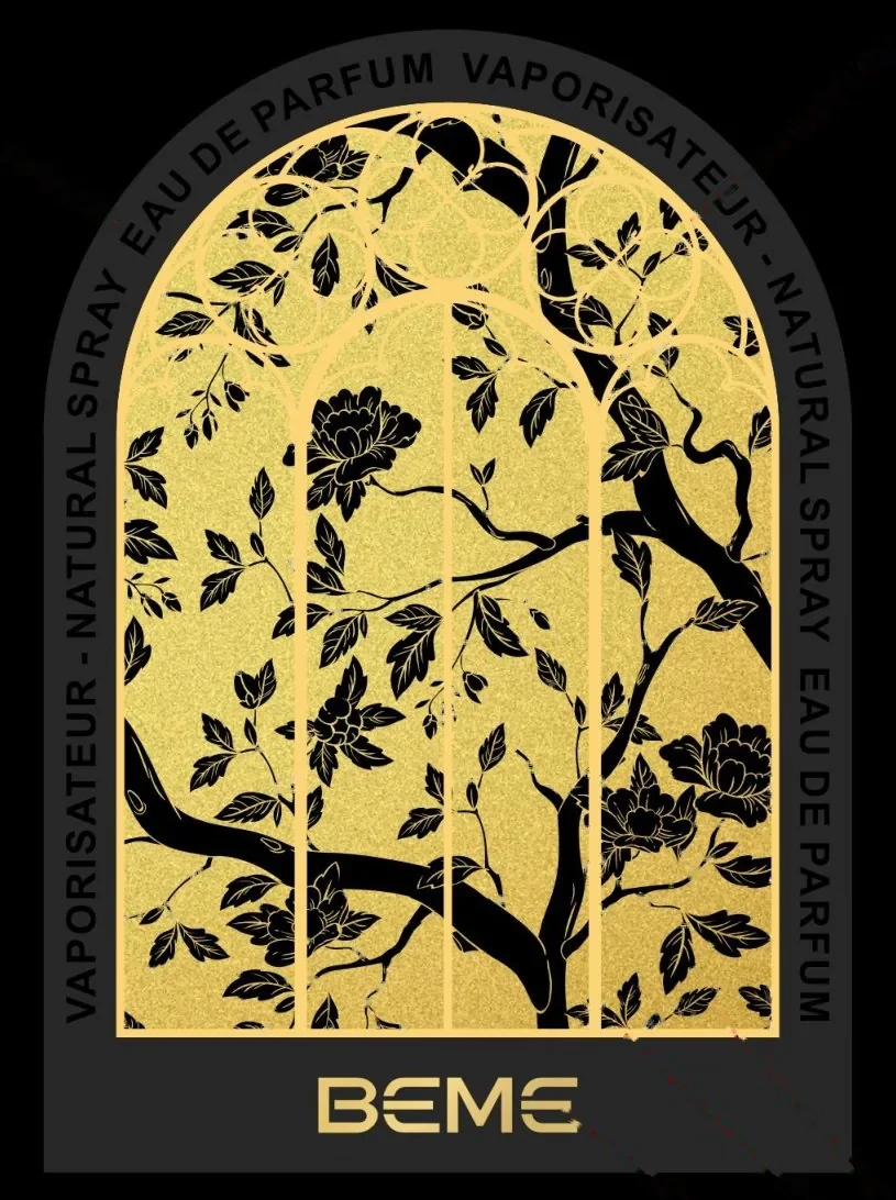 Gold-foiled window artwork, Ascent