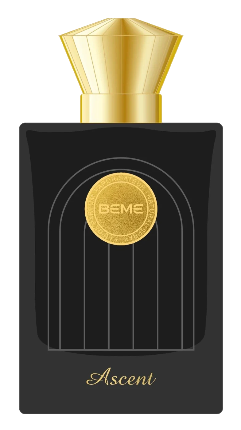 Ascent bottle in black with a gold cap and gold BEME medallion